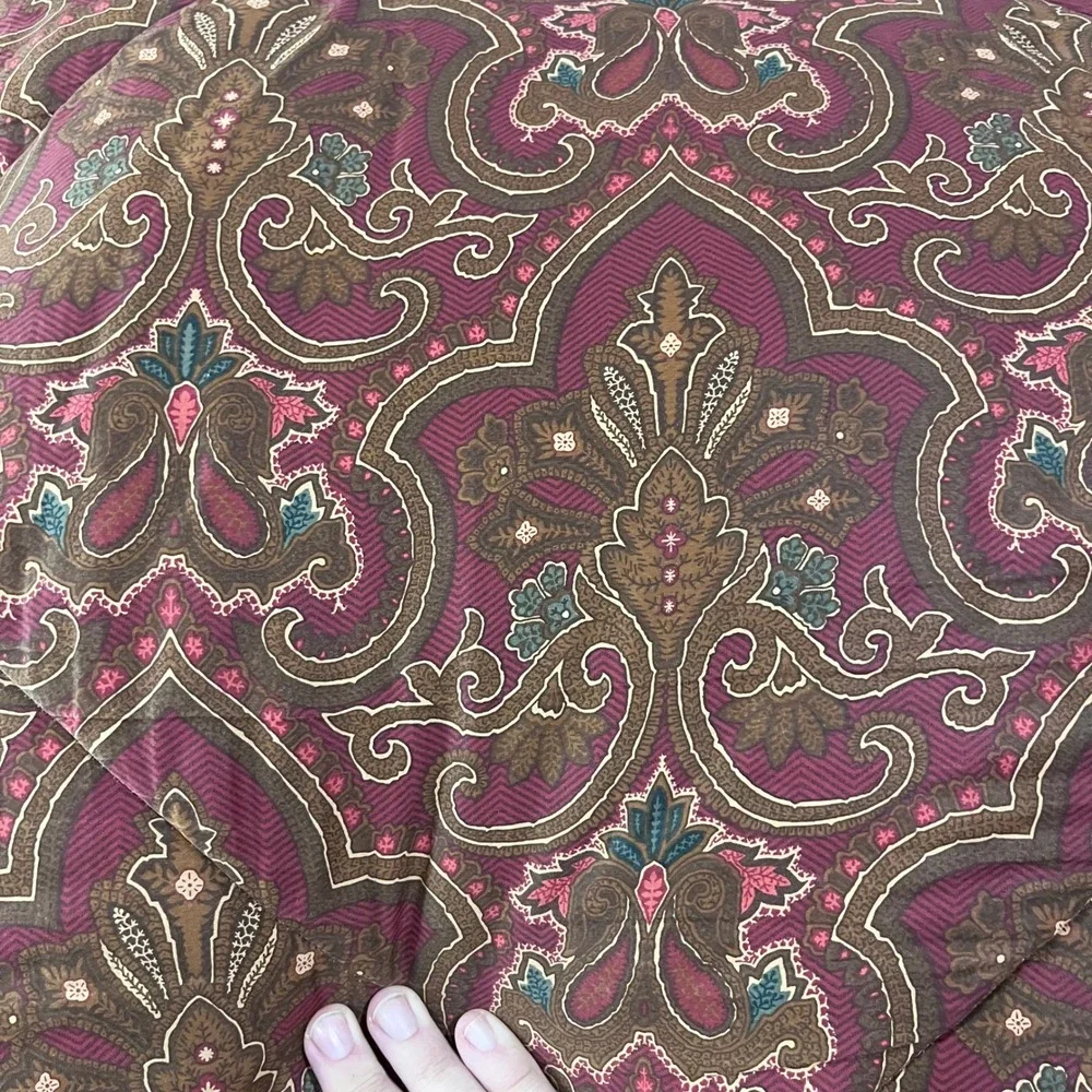 Vtg Ralph Lauren Abenhall Paisley Full Queen Comforter Set 2 Shams Burgundy Boho